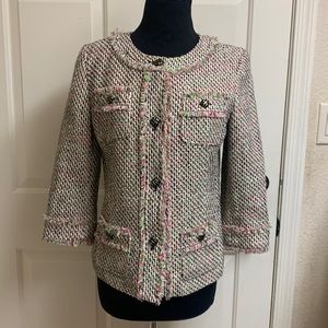 TALBOTS Petites 6P Jacket, Multi colored Pink, Black, Green, Pit to Pit …